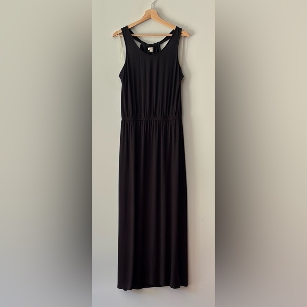 Gap Ruched T-Back Knit Maxi Dress True Black Size Medium